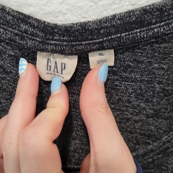 Gap Maternity Heather Charcoal Ruched Midi Dress Long Sleeve Women’s XL - Picture 2 of 5